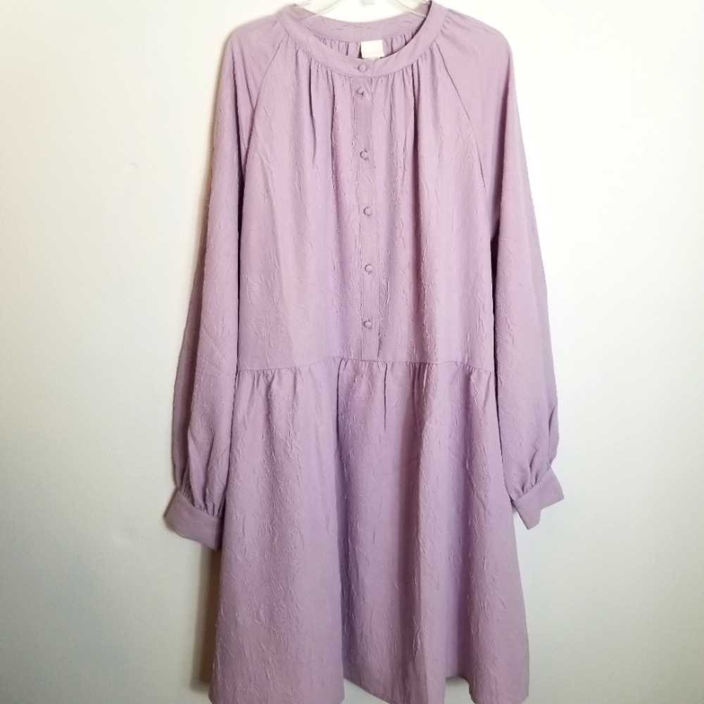 H & M Oversized Dropped Waist Long Raglan Sleeve Crepe Dress NWT